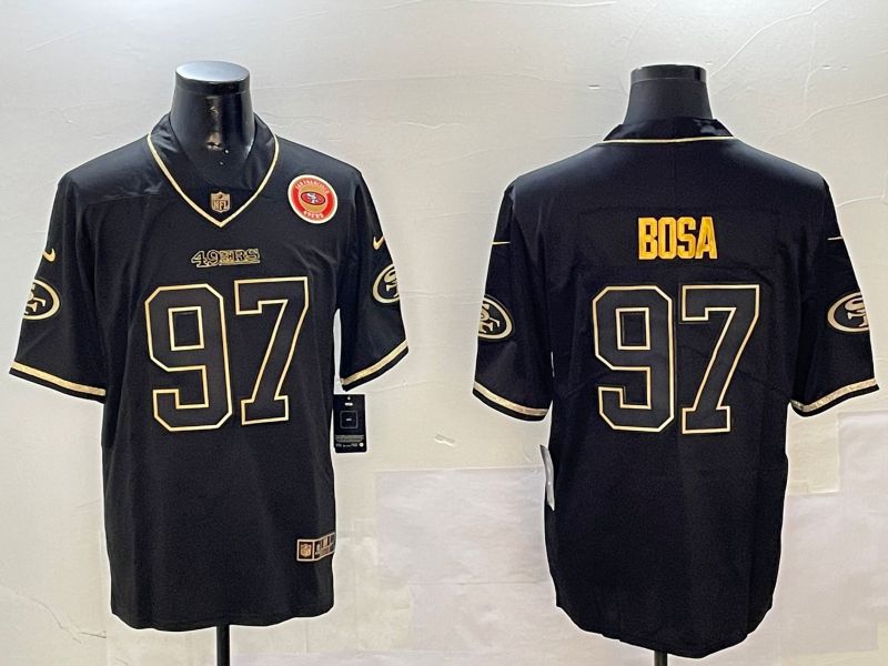 Men San Francisco 49ers #97 Bosa Black Gold Throwback 2024 Nike Limited NFL Jersey style 6